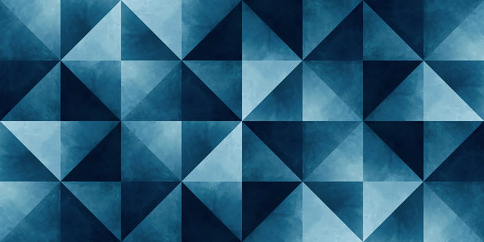 Geometric pattern of blue triangles with a textured effect