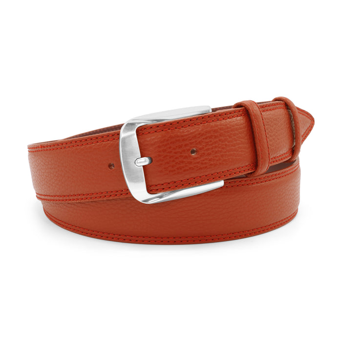 Terracotta Bogart Welt tumbled leather belt with fluted buckle - Elliot Rhodes