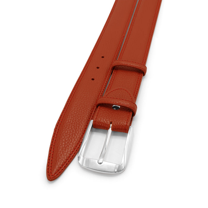 Terracotta Bogart Welt tumbled leather belt with fluted buckle - Elliot Rhodes