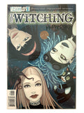 The Witching #1 comic book cover featuring stylized illustrated faces and a cat on a dark teal background, with the title 'The Witching' across the top and Vertigo branding in the upper left. Signed by Tara McPherson