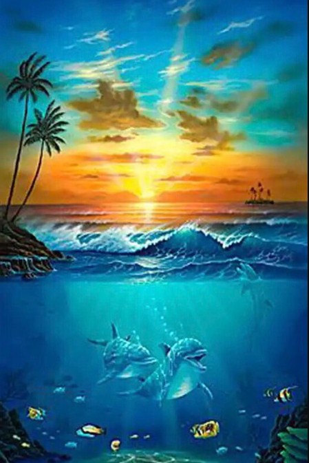 Under Water Dolphins Paint by Diamonds