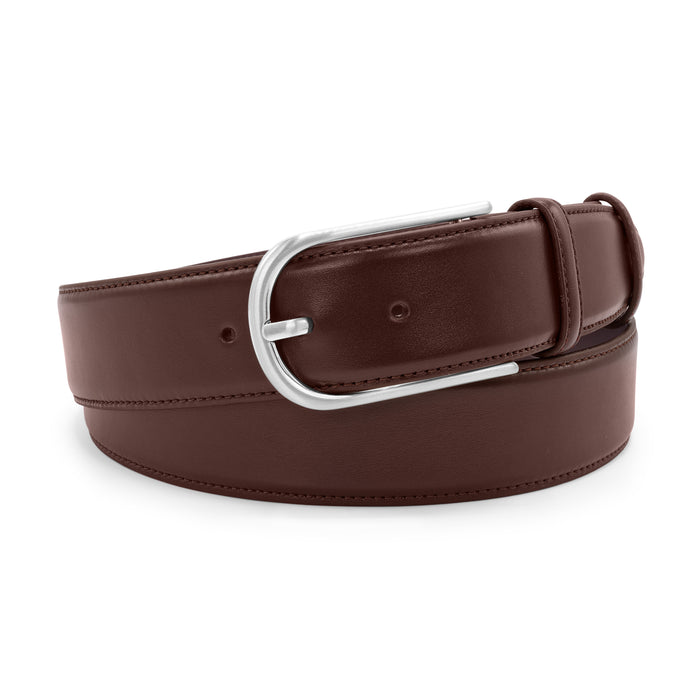 Wine tone elegant nappa leather Bacall belt with pale gold buckle - Elliot Rhodes