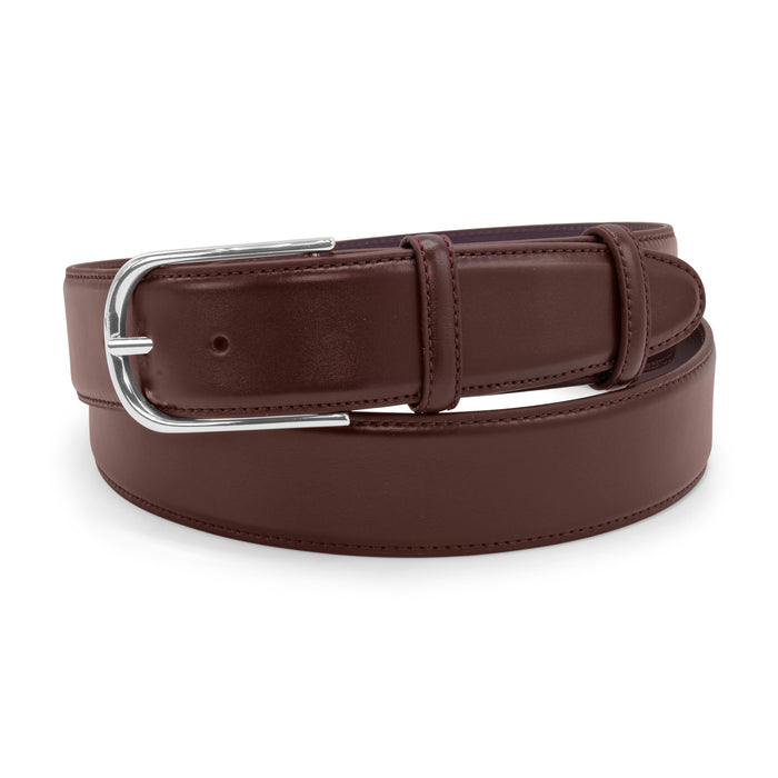 Wine tone elegant nappa leather Bacall belt with pale gold buckle - Elliot Rhodes