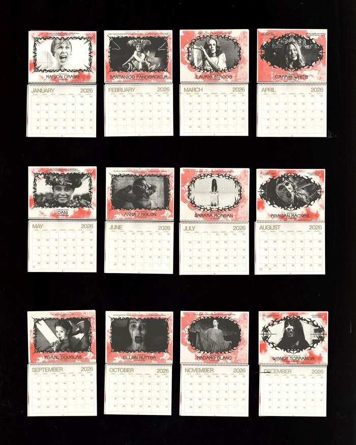 Women of Horror Risograph Spiral-Bound 2026 Calendar